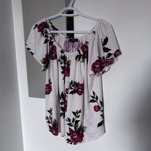 Eclipse White and Pink Floral Blouse